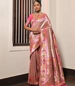 Ethnic Motifs Woven Design Zari Art Silk Paithani Saree