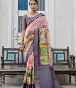 Ethnic Motifs Printed Zari Tussar Saree