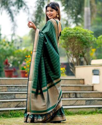 Striped Woven Design Zari Bhagalpuri Saree 3