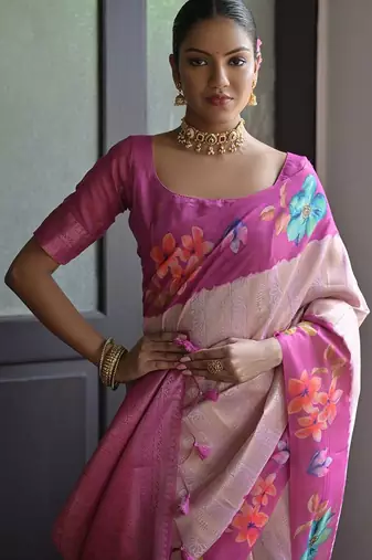 Floral Woven Design Banarasi Saree