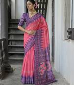Polka Dots Printed Tussar Saree