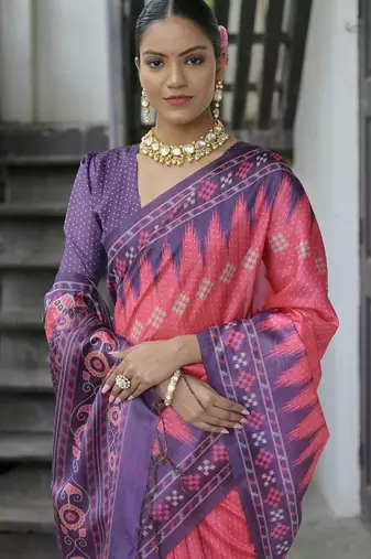 Polka Dots Printed Tussar Saree