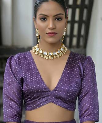 Polka Dots Printed Tussar Saree 4