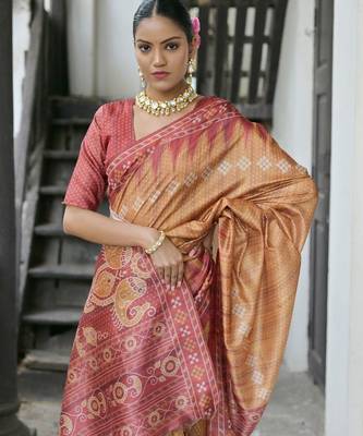 Geometric Printed Tussar Saree 3