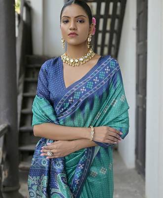 Geometric Printed Tussar Saree 3