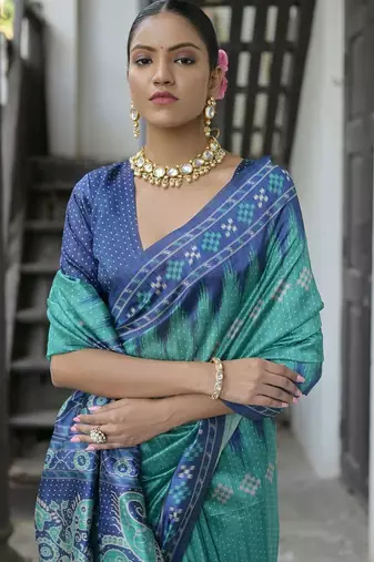 Geometric Printed Tussar Saree