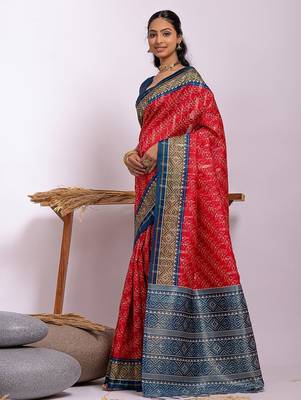 Floral Zari Tussar Saree With Tassels 2