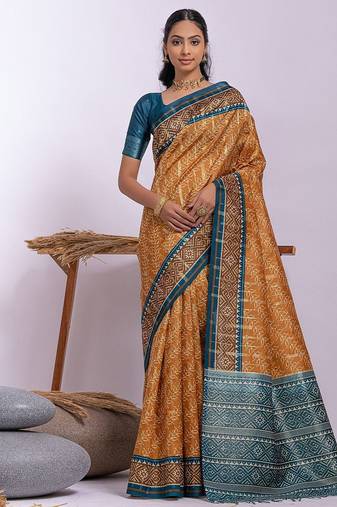 Ethnic Motifs Zari Tussar Saree