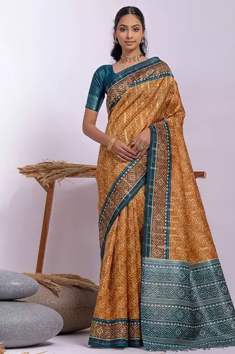 Ethnic Motifs Zari Tussar Saree