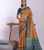 Ethnic Motifs Zari Tussar Saree