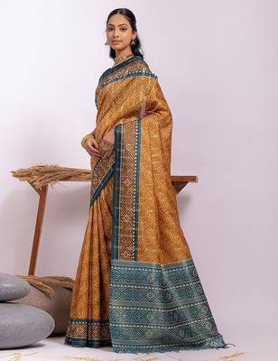 Ethnic Motifs Zari Tussar Saree 2