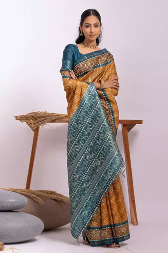 Ethnic Motifs Zari Tussar Saree