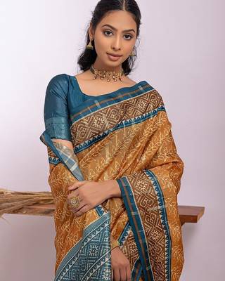 Ethnic Motifs Zari Tussar Saree 4