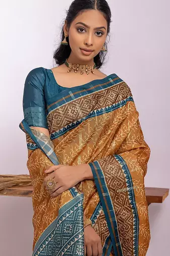 Ethnic Motifs Zari Tussar Saree