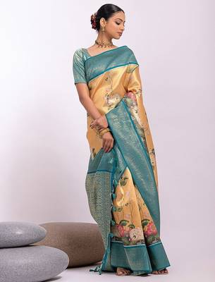 Kalamkari Zari Tussar Saree 3