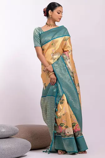 Kalamkari Zari Tussar Saree
