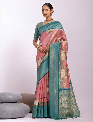 Kalamkari Zari Tussar Saree 1