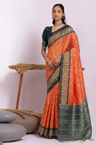 Floral Zari Tussar Saree