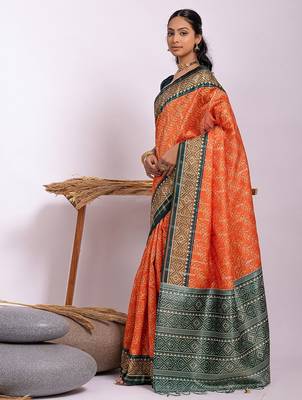 Floral Zari Tussar Saree 2