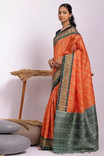 Floral Zari Tussar Saree