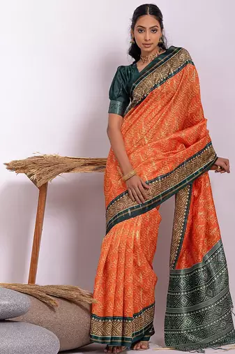 Floral Zari Tussar Saree
