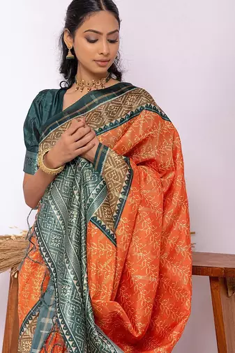 Floral Zari Tussar Saree