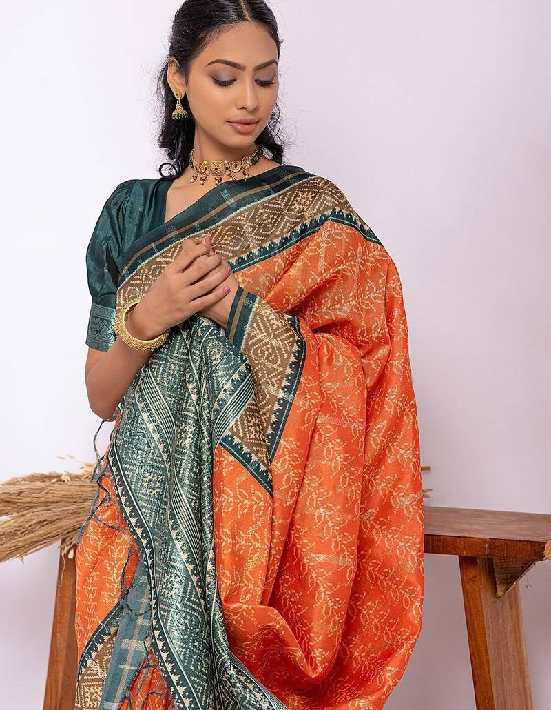 Floral Zari Tussar Saree