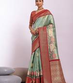 Kalamkari Zari Art Silk Tussar Saree