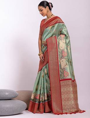 Kalamkari Zari Art Silk Tussar Saree 2