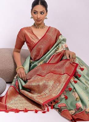 Kalamkari Zari Art Silk Tussar Saree 3