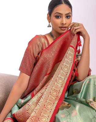 Kalamkari Zari Art Silk Tussar Saree 4