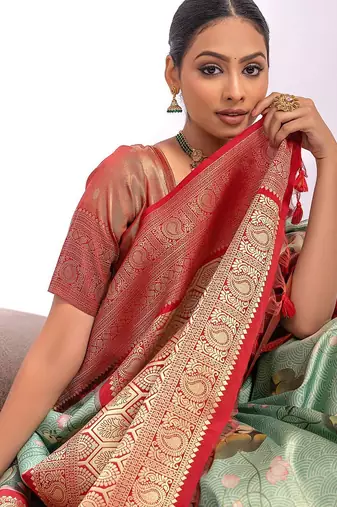 Kalamkari Zari Art Silk Tussar Saree