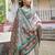 Floral Printed Zari Tussar Saree With Tassels