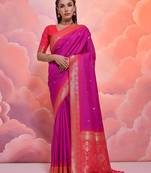Ethnic Motifs Ethnic Motifs Zari Banarasi Saree With Tassels
