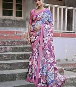 Floral Printed Zari Jamdani Saree With Tassels