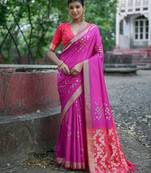 Geometric Woven Design Zari Banarasi Saree