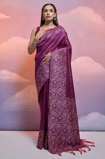 Kalamkari Woven Design Bhagalpuri Saree