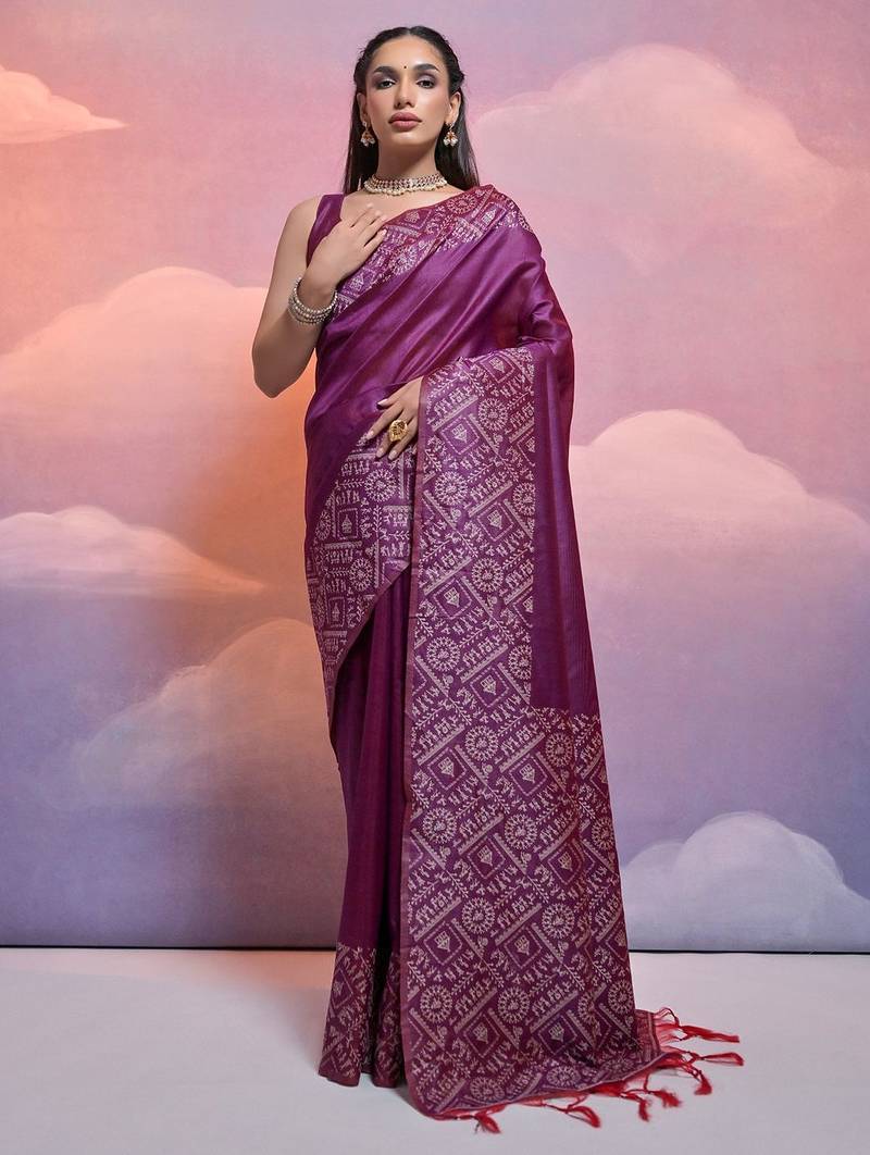 Kalamkari Woven Design Bhagalpuri Saree