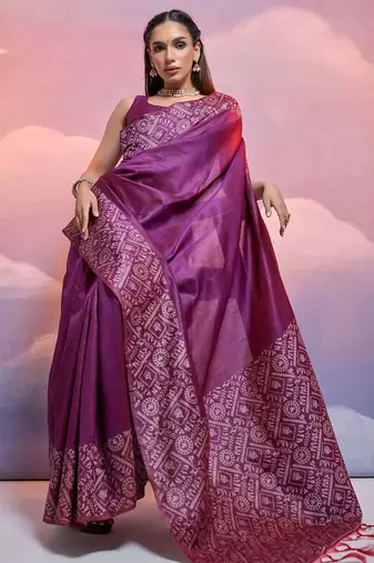 Kalamkari Woven Design Bhagalpuri Saree