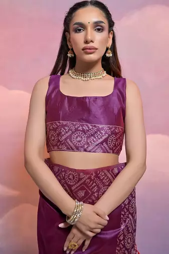 Kalamkari Woven Design Bhagalpuri Saree