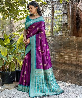 Woven Design Ethnic Motifs Zari Tussar Saree 3