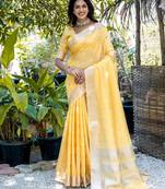 Woven Design Ethnic Motifs Zari Pure Cotton Taant Saree
