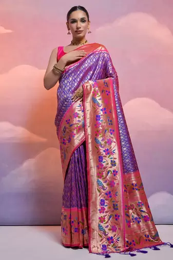 Woven Design Ethnic Motifs Zari Paithani Saree