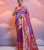 Woven Design Ethnic Motifs Zari Paithani Saree