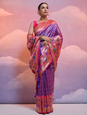 Woven Design Ethnic Motifs Zari Paithani Saree 3