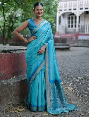 Ethnic Motifs Woven Design Zari Banarasi Saree 1