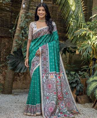 Woven Design Ethnic Motifs Zari Tussar Saree With Tassels 1