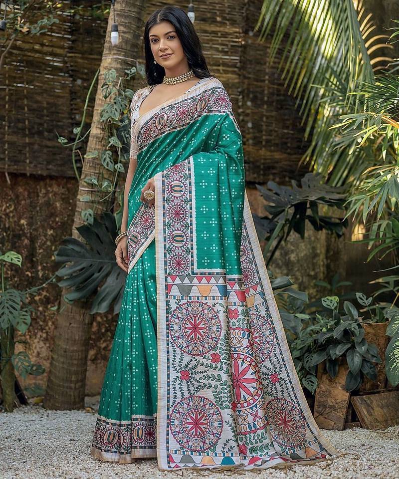 Woven Design Ethnic Motifs Zari Tussar Saree With Tassels