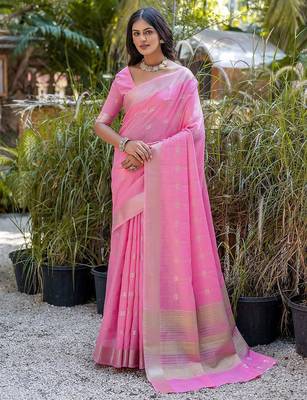 Woven Design Ethnic Motifs Zari Pure Cotton Taant Saree 1