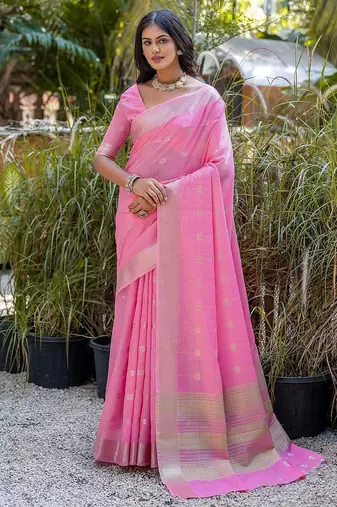 Woven Design Ethnic Motifs Zari Pure Cotton Taant Saree
